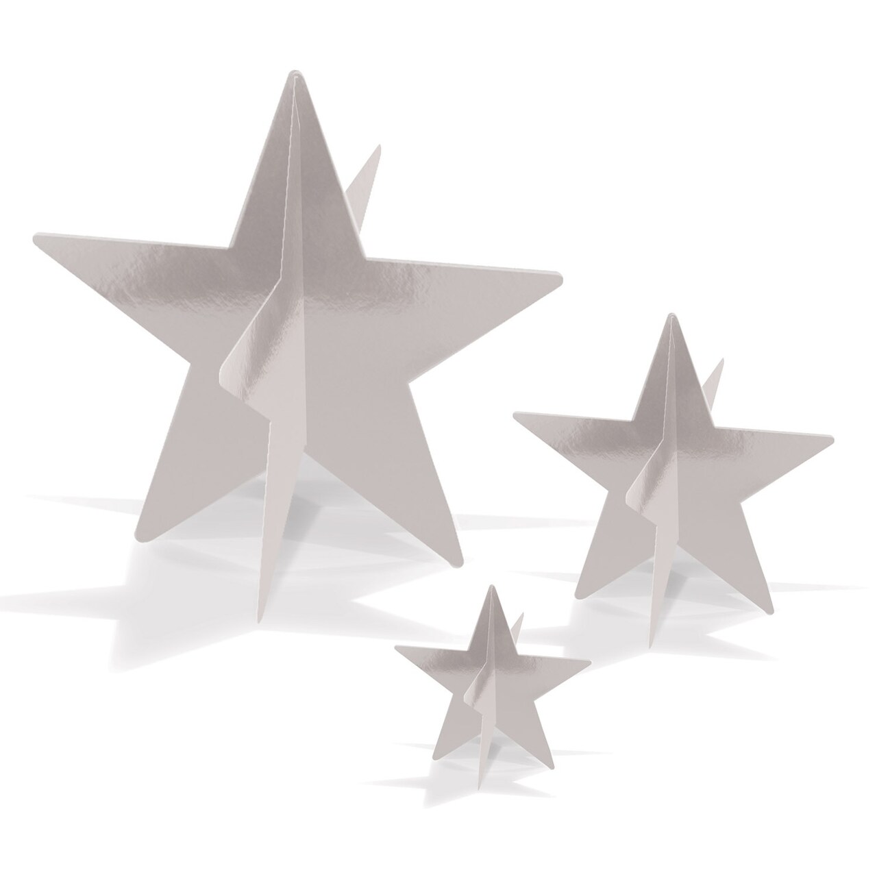 Beistle Club Pack of 36 Awards Night 3-D Silver Foil Star Table Centerpieces